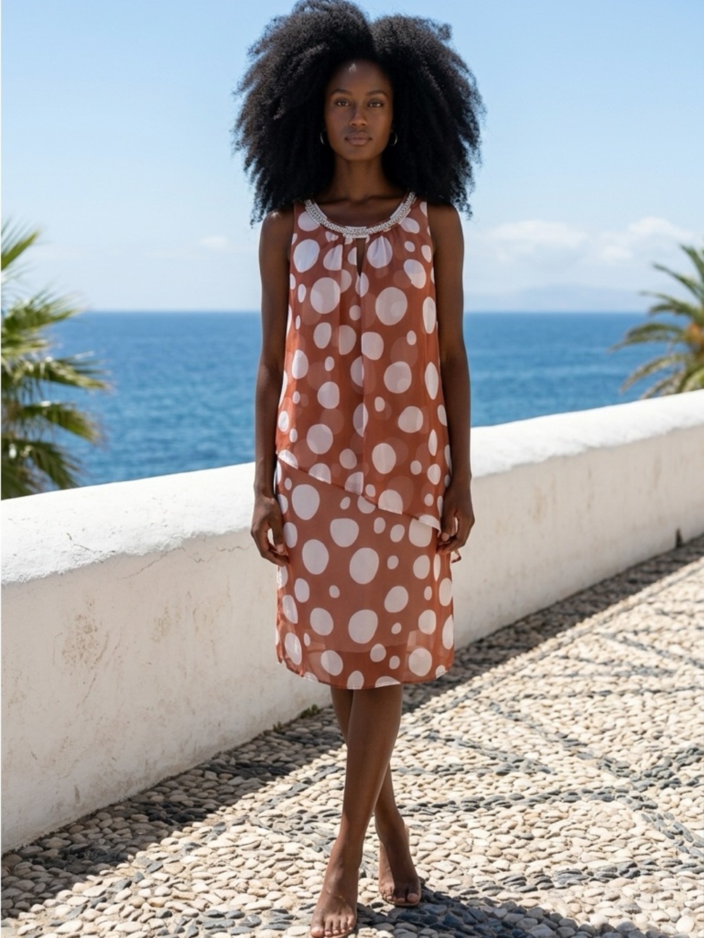 Polka Dot Dress in Brown and White